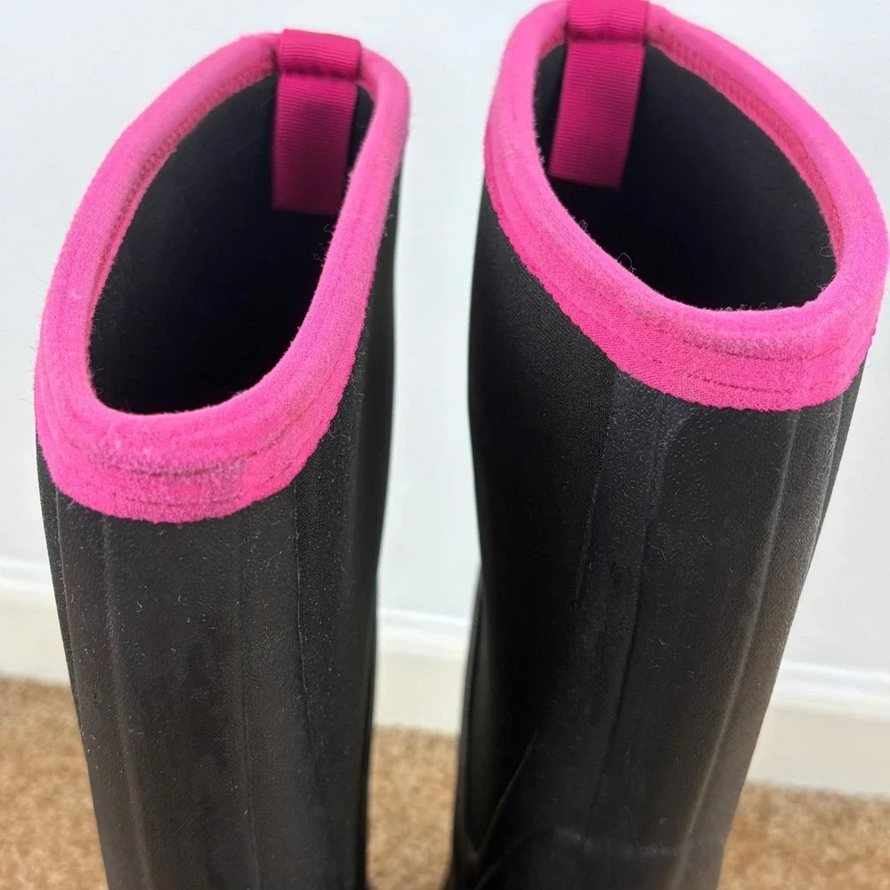 TideWe Womens Black Pink Waterproof Rubber Neoprene Rain Muck Boots Size‎ 11